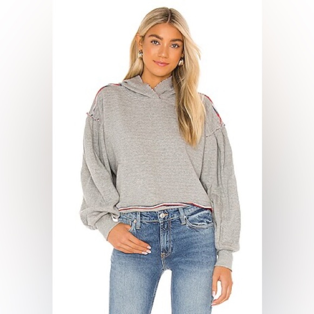 Free People FP Movement Wandering Soul Reversible Hoodie in Heather Grey‎ w/ Red